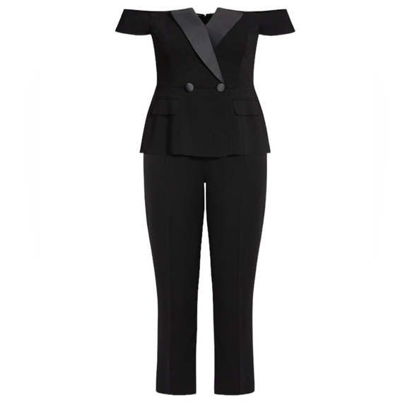 City Chic Sexy Tuxe  Jumpsuit Off The Shoulders - Picture 7 of 13